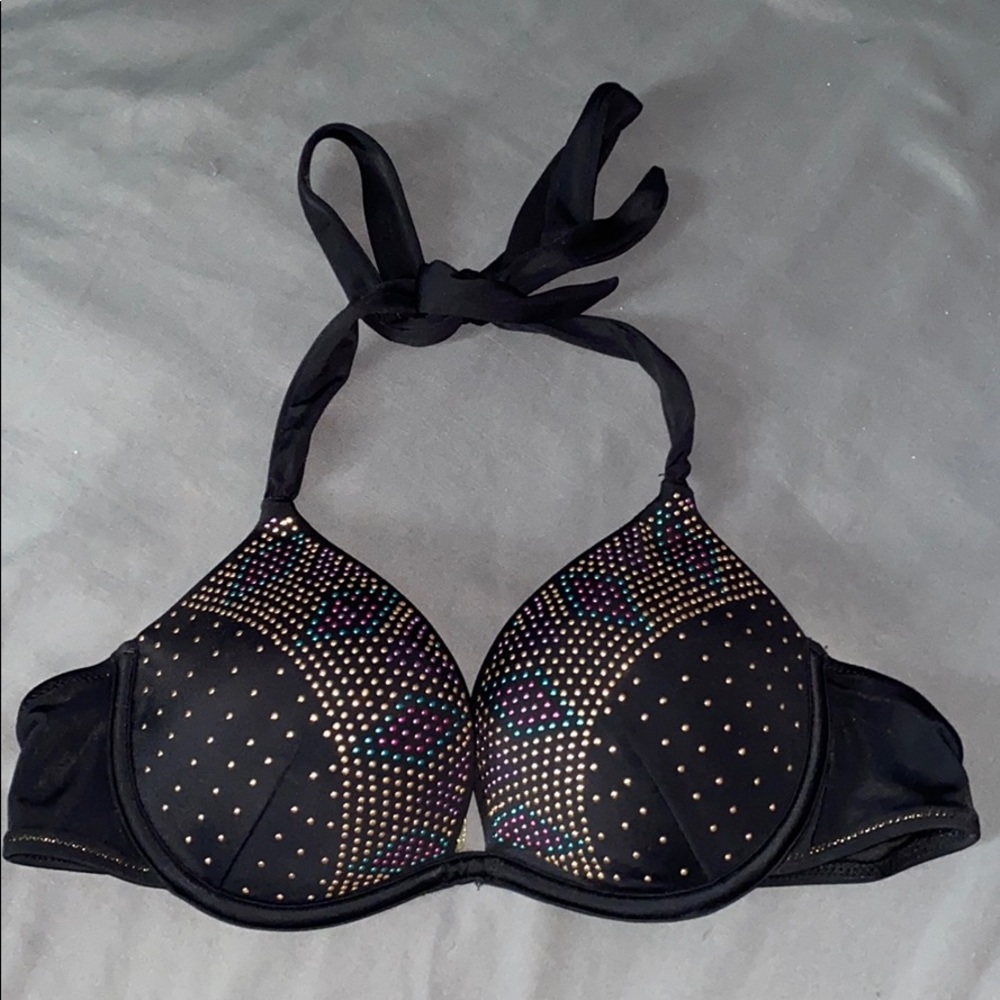 black jeweled bikini top